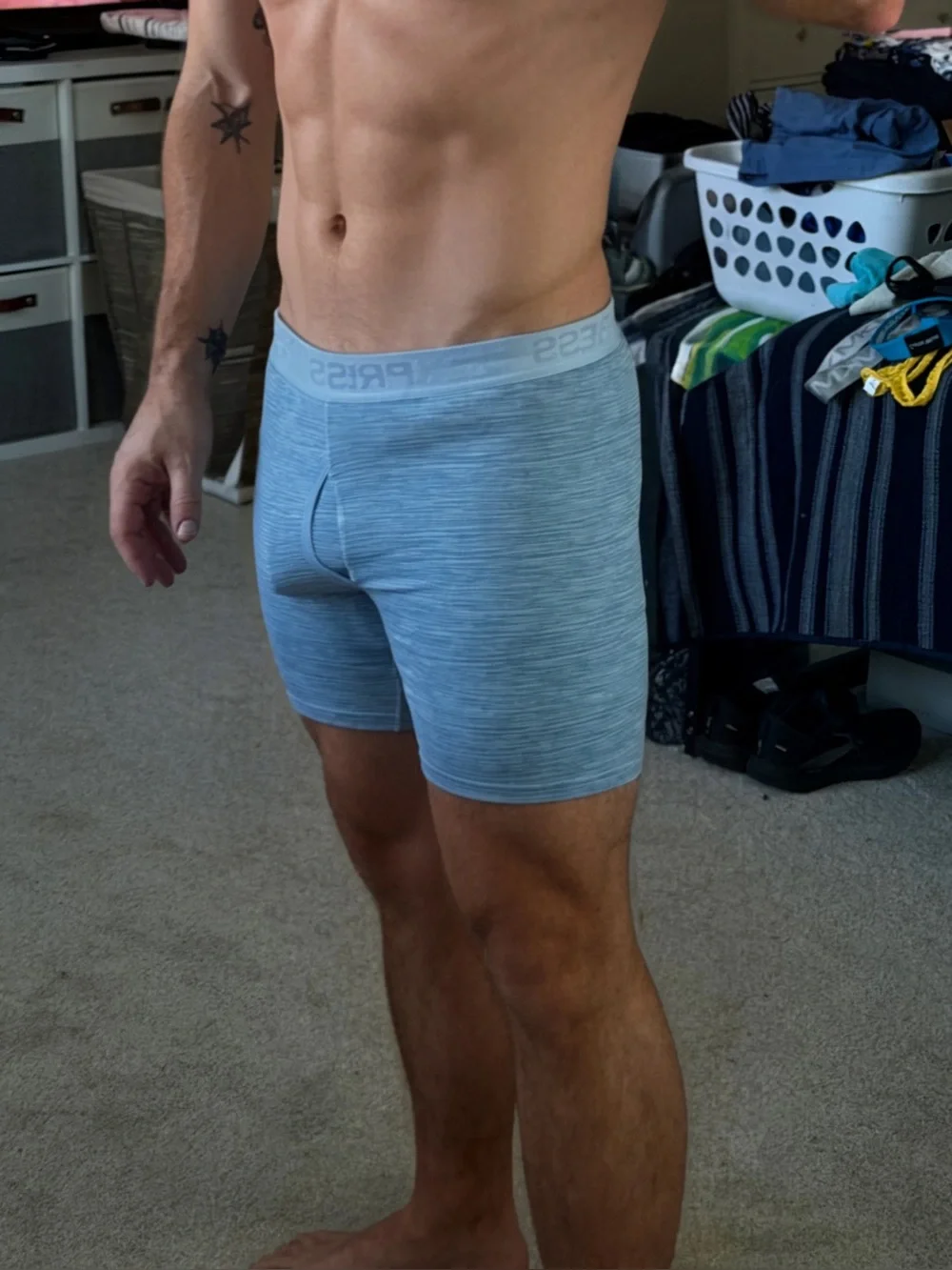 Men's Express Heather Blue Performance Boxer Briefs XL